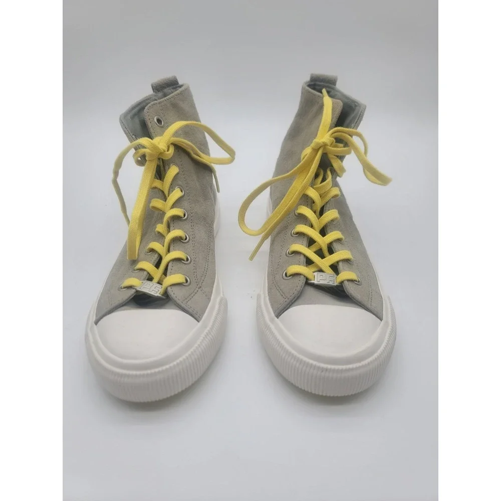 P.F. Flyers All-American Hi Gray‎ Suede Sneakers Women's 7 Yellow Laces New